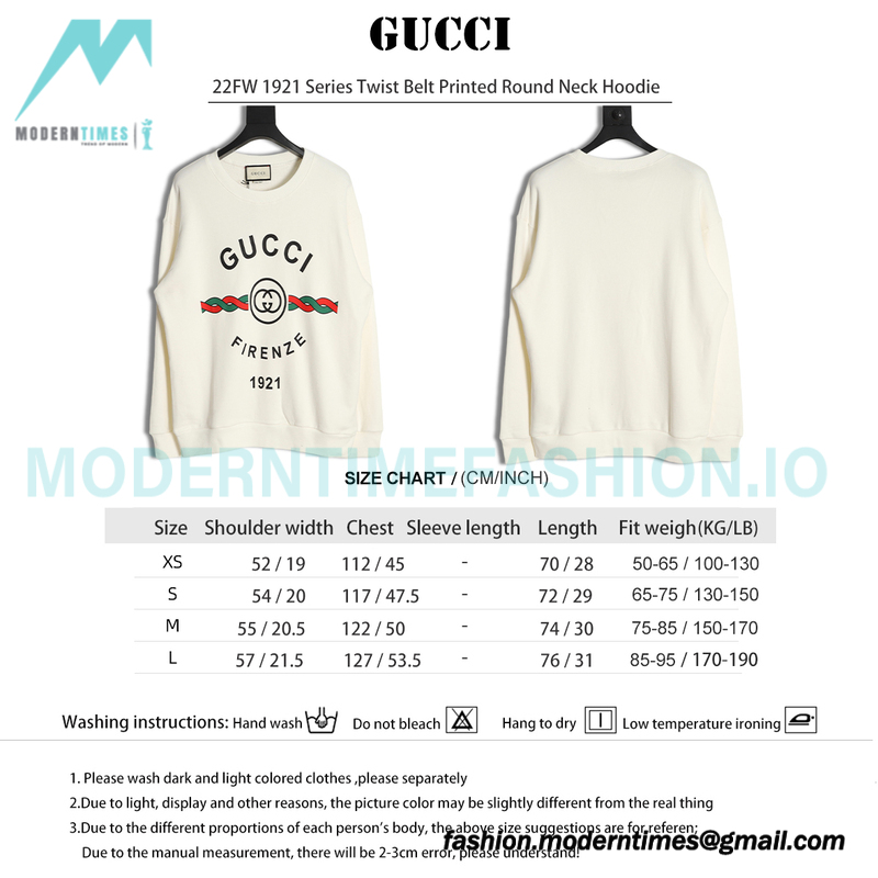 Gucci - 22FW 1921 Series Twist Belt Printed Round Neck Hoodie