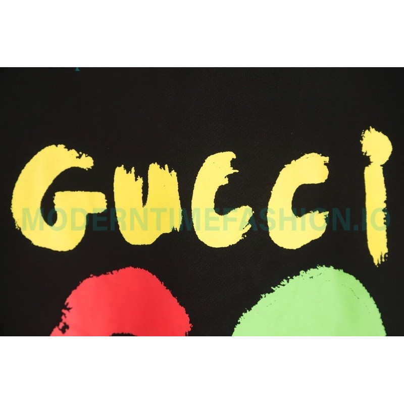 Gucci - 23FW Hand-painted Double G Print Crew Neck Hoodie