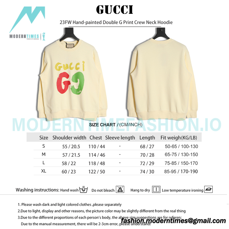 Gucci - 23FW Hand-painted Double G Print Crew Neck Hoodie