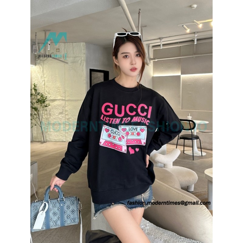 Gucci - 23FW Cassette Printed Crew Neck Hoodie