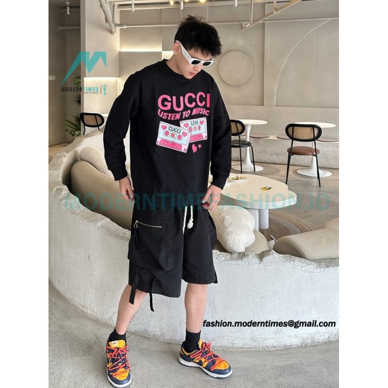 Gucci - 23FW Cassette Printed Crew Neck Hoodie