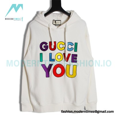 Gucci - 23FW Love You Colorful Lettered Embroidered Hoodie