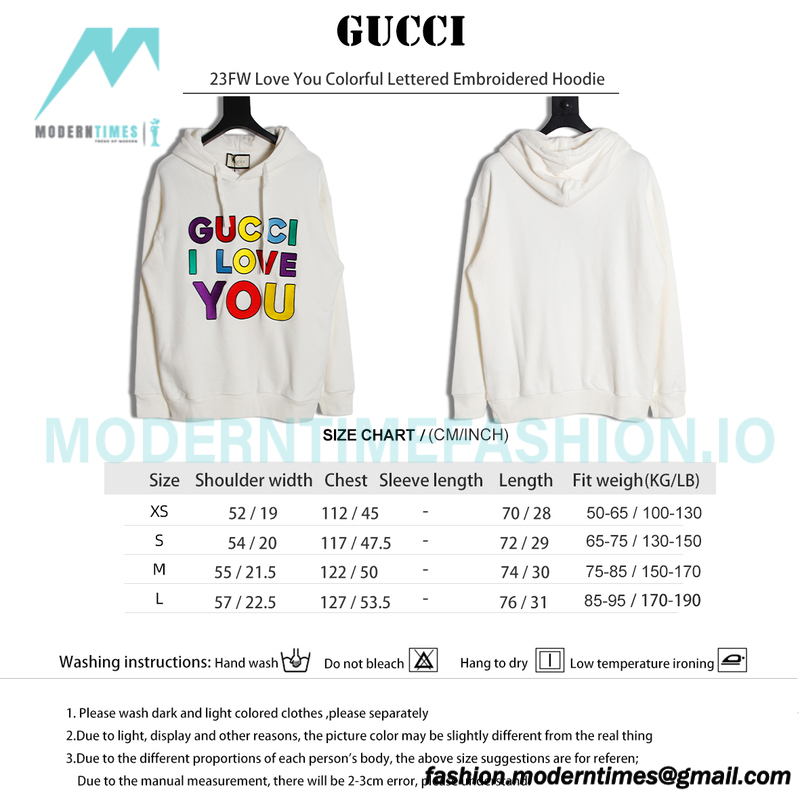 Gucci - 23FW Love You Colorful Lettered Embroidered Hoodie