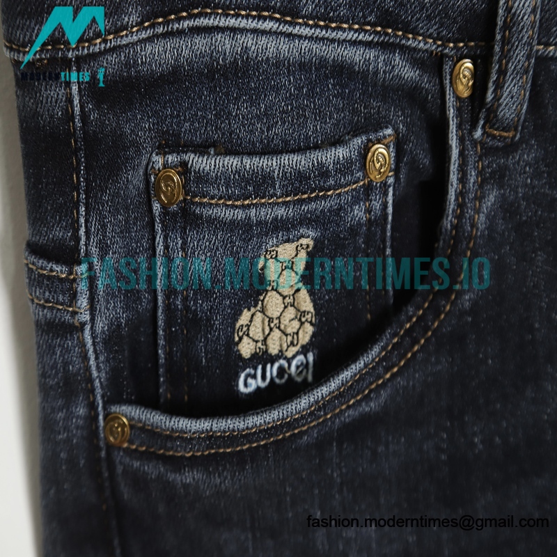 Gucci - Bear Embroidered Logo Jeans