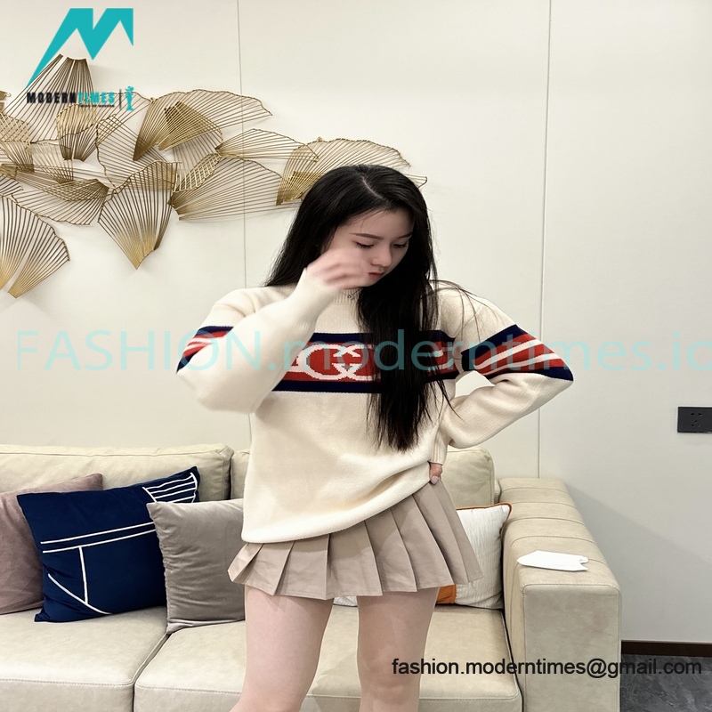 Gucci - 22FW Striped Double G Jacquard Crew-neck Sweater