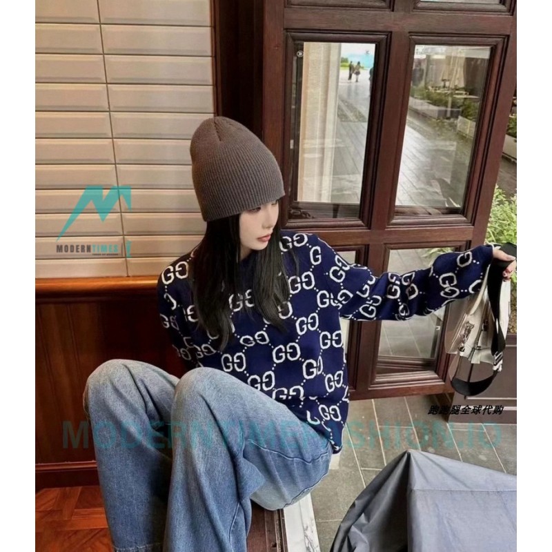 Gucci - 23GW Full Print Jacquard Crewneck Sweater