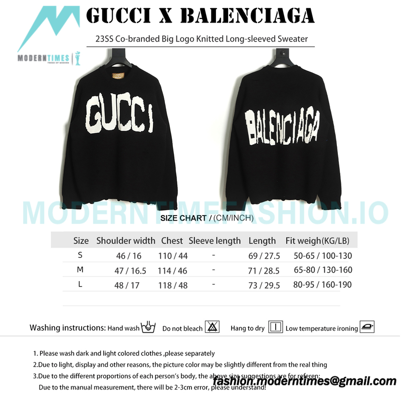 Gucci - Balenciaga 23SS Co-branded Big Logo Knitted Long-sleeved Sweater