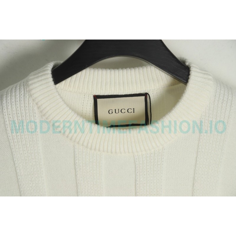 Gucci - Chest Pocket Embroidered Double G Striped Sweater