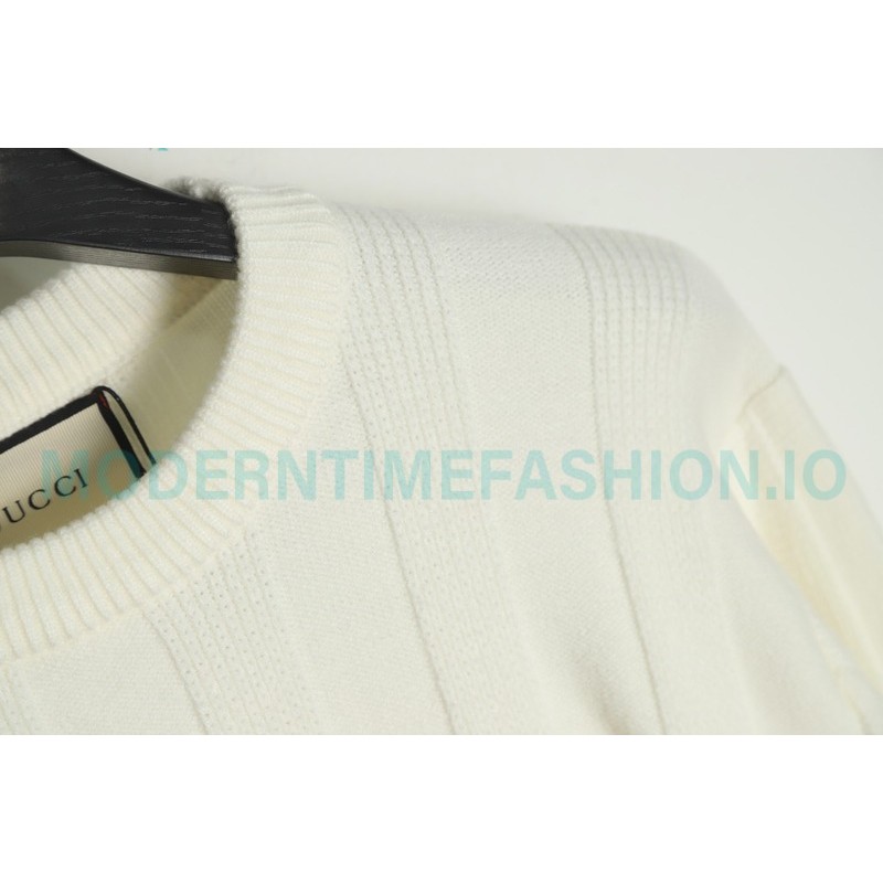 Gucci - Chest Pocket Embroidered Double G Striped Sweater