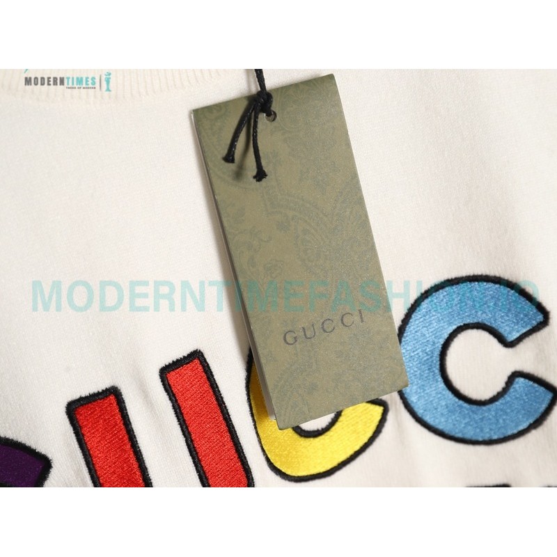 Gucci - 23Fw Colored Lettered Embroidered Knitted Sweater