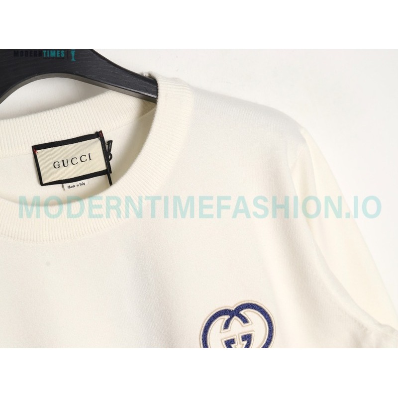 Gucci - 23Fw Double G Embroidered Small Label Knit Sweater
