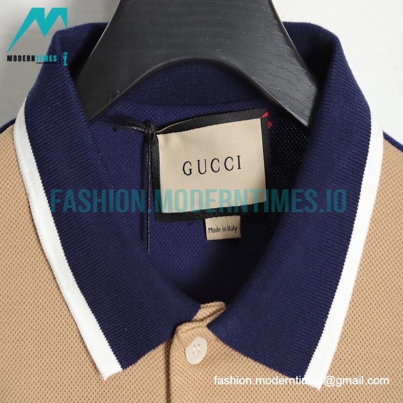Gucci - 23ss Color Contrast Red/Green Ribbon Navy Polo Shirt