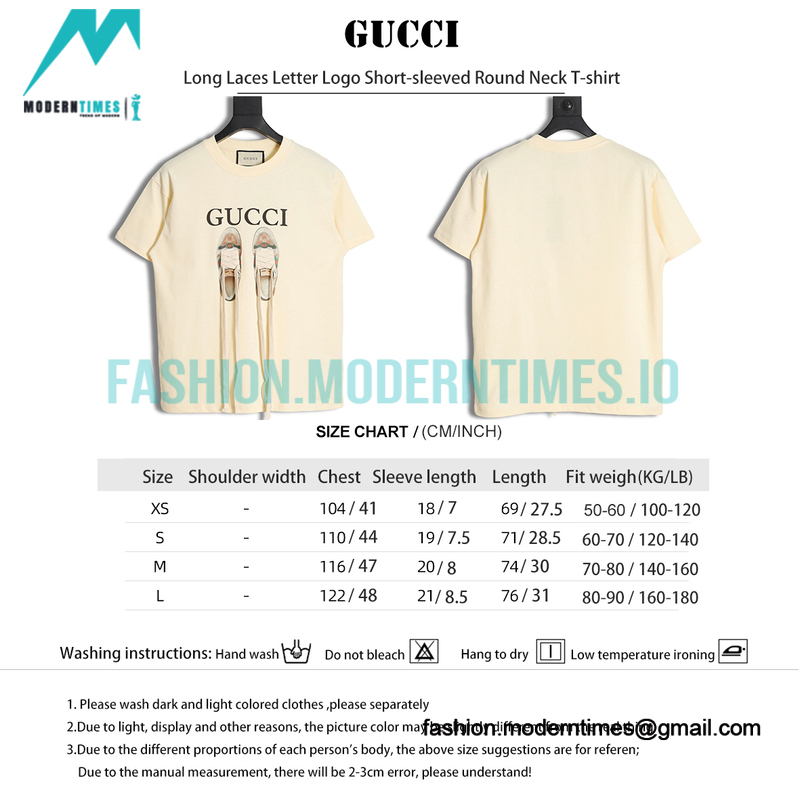 Gucci - Long Laces Letter Logo Short-sleeved Round Neck T-shirt