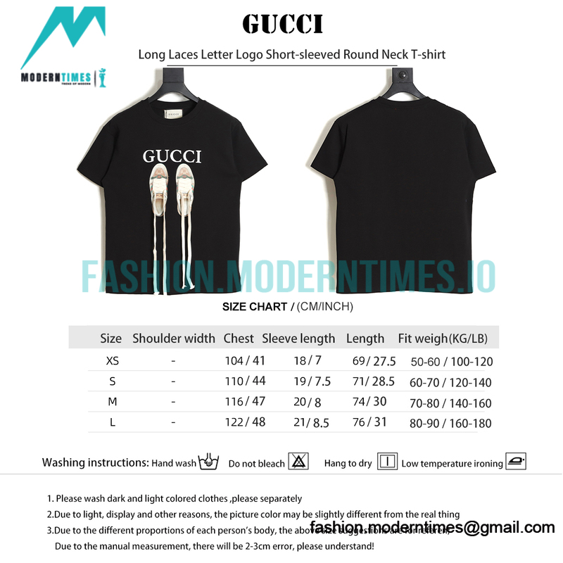 Gucci - Long Laces Letter Logo Short-sleeved Round Neck T-shirt