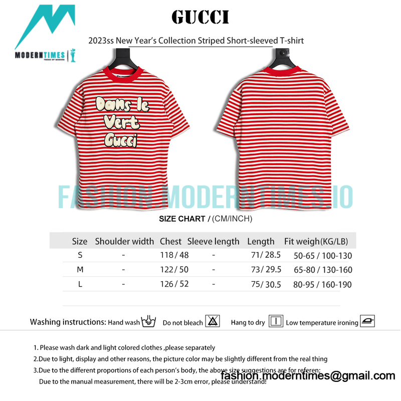 Gucci - 2023ss New Year's Collection Striped Short-sleeved T-shirt