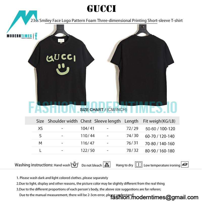 Gucci - 23ss Smiley Face Logo Pattern Foam Three-dimensional Printing Short-sleeve T-shirt