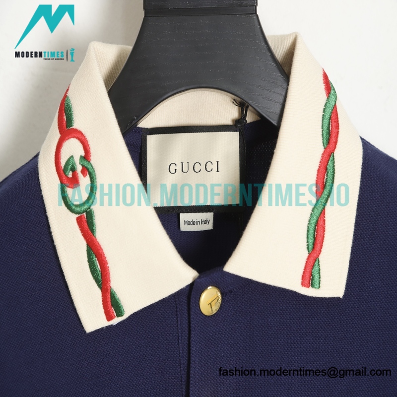 Gucci - 22ss Neckline Double G Interlocking Twist Embroidery Polo Short Sleeve