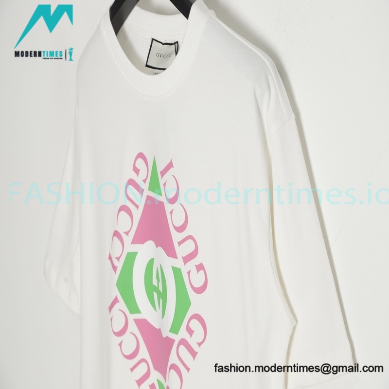 Gucci - Retro Logo Diamond Double G Print Short Sleeve