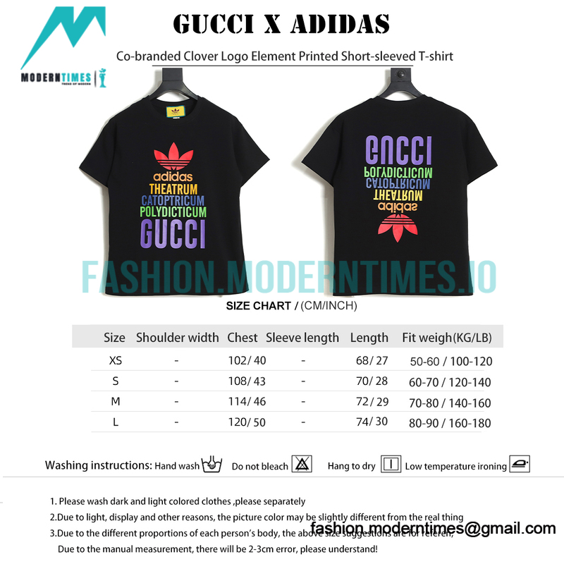 Gucci - Adidas Co-branded Clover Logo Element Printed Short-sleeved T-shirt