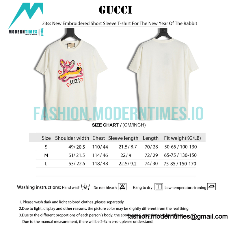 Gucci - 23ss New Embroidered Short Sleeve T-shirt For The New Year Of The Rabbit