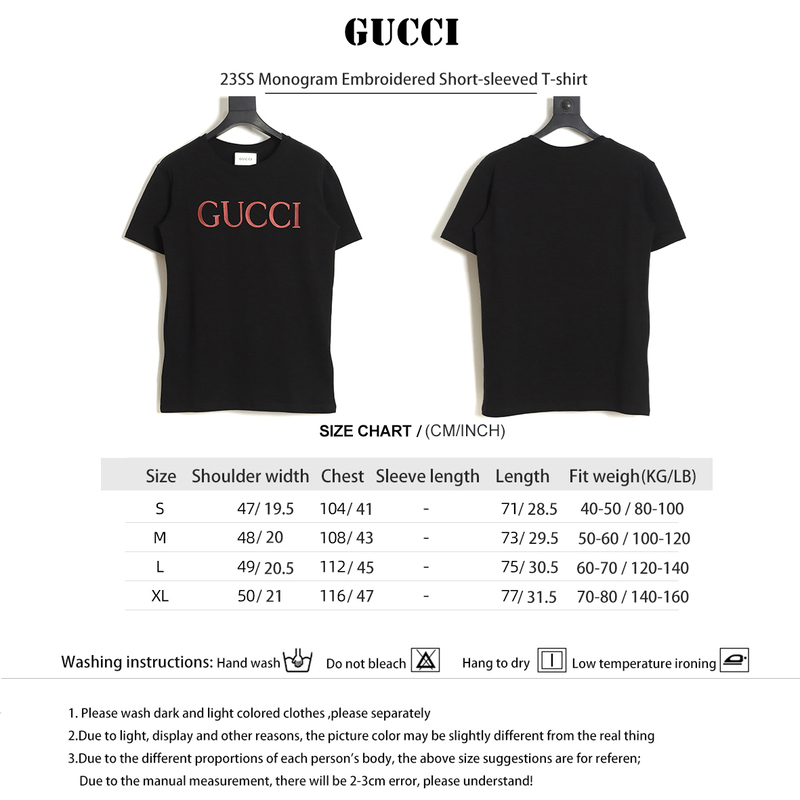 Gucci - 23SS Monogram Embroidered Short-sleeved T-shirt