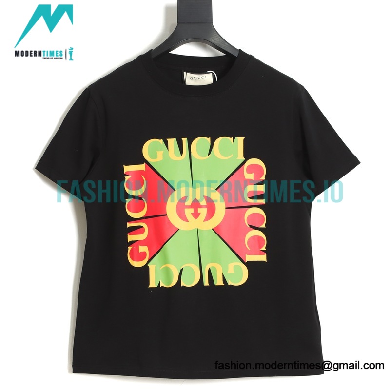 Gucci - Red/Green Square Logo Printed Short Sleeve