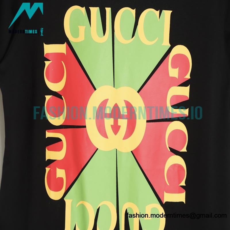 Gucci - Red/Green Square Logo Printed Short Sleeve