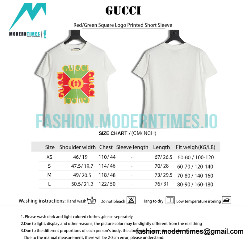 Gucci - Red/Green Square Logo Printed Short Sleeve