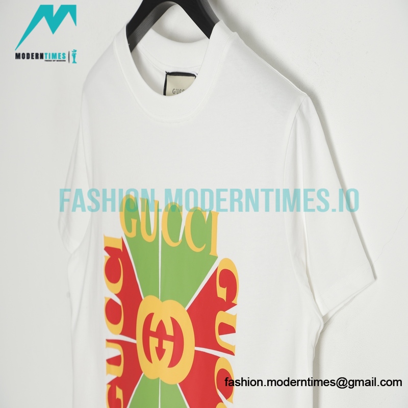 Gucci - Red/Green Square Logo Printed Short Sleeve