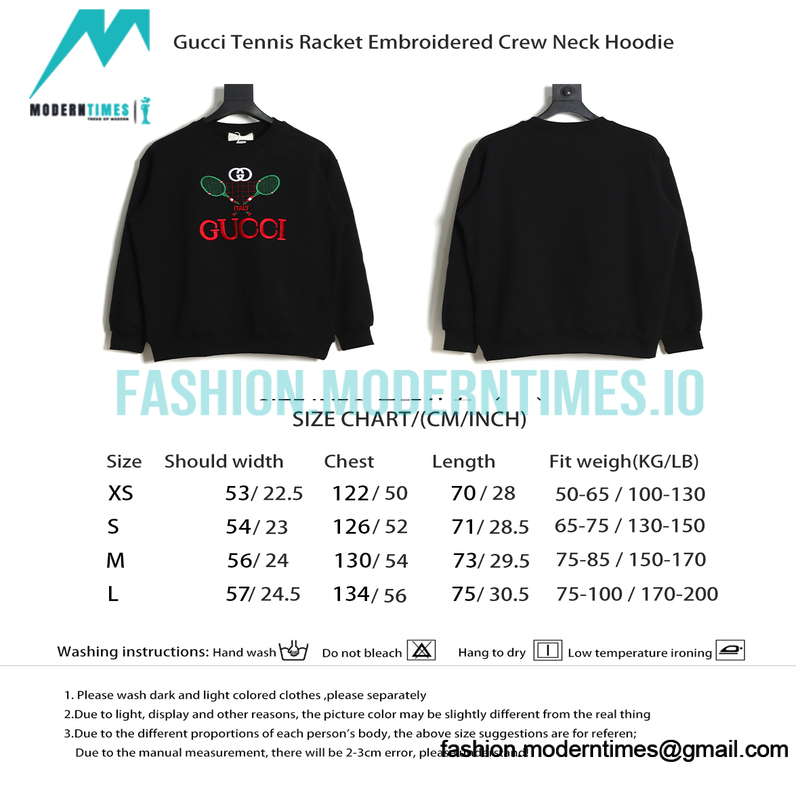 Gucci - Tennis Racket Embroidered Crew Neck Hoodie