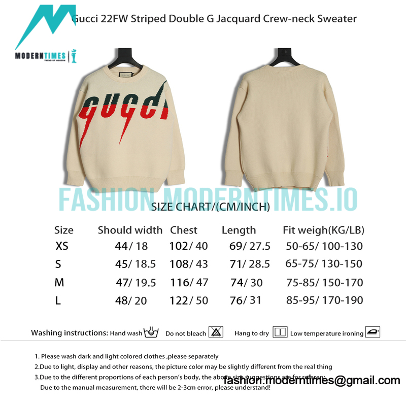 Gucci - 22FW Lightning Double G Jacquard Crew neck Sweater