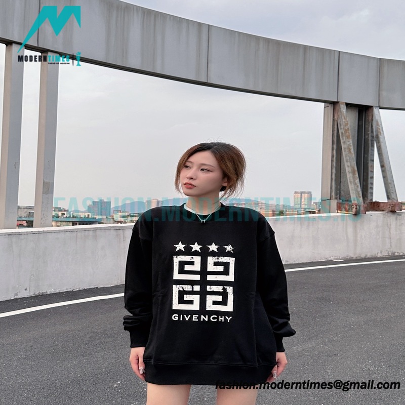 Givenchy - 23FW Four-star Printed Crew Neck Hoodie