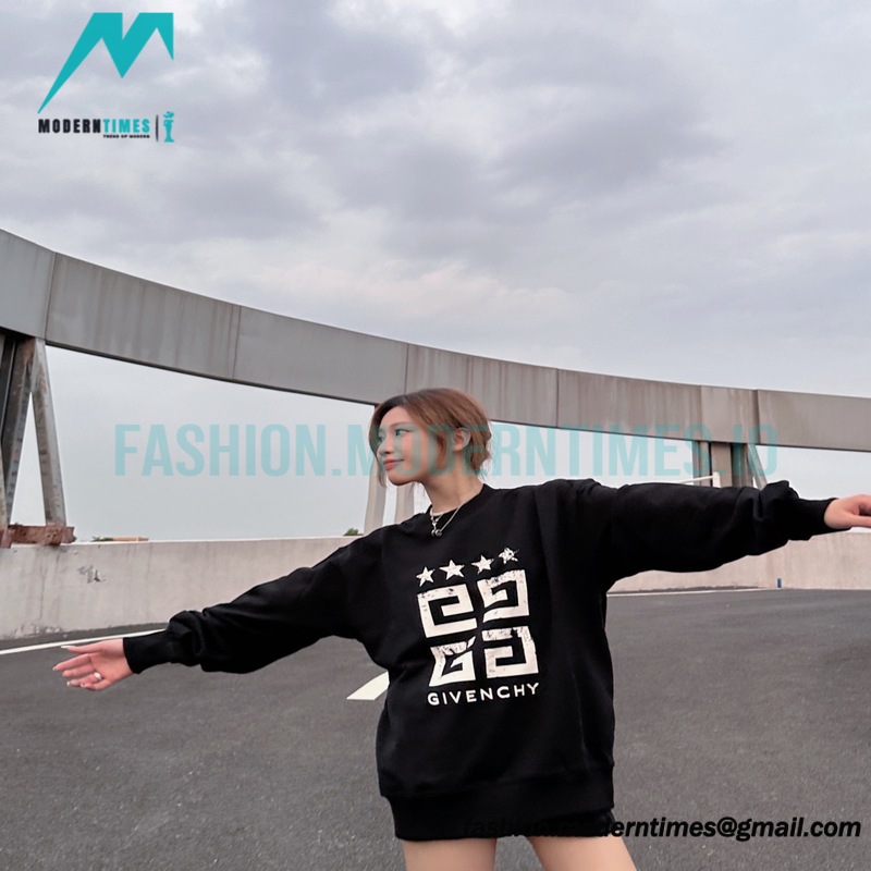 Givenchy - 23FW Four-star Printed Crew Neck Hoodie