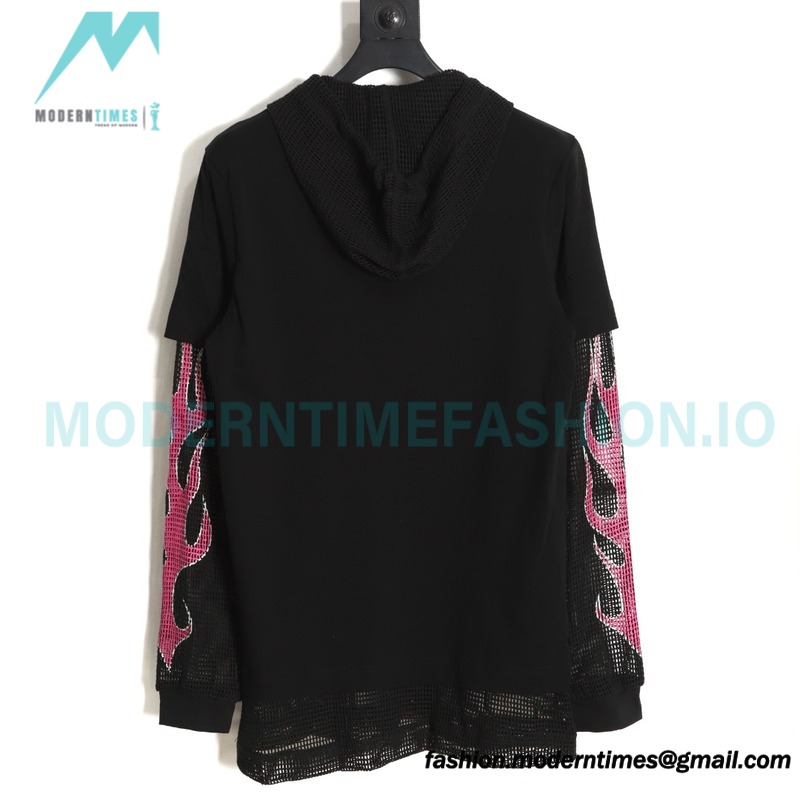 Givenchy - 23FW Laminated Flame Mesh Sleeve Combination Hoodie