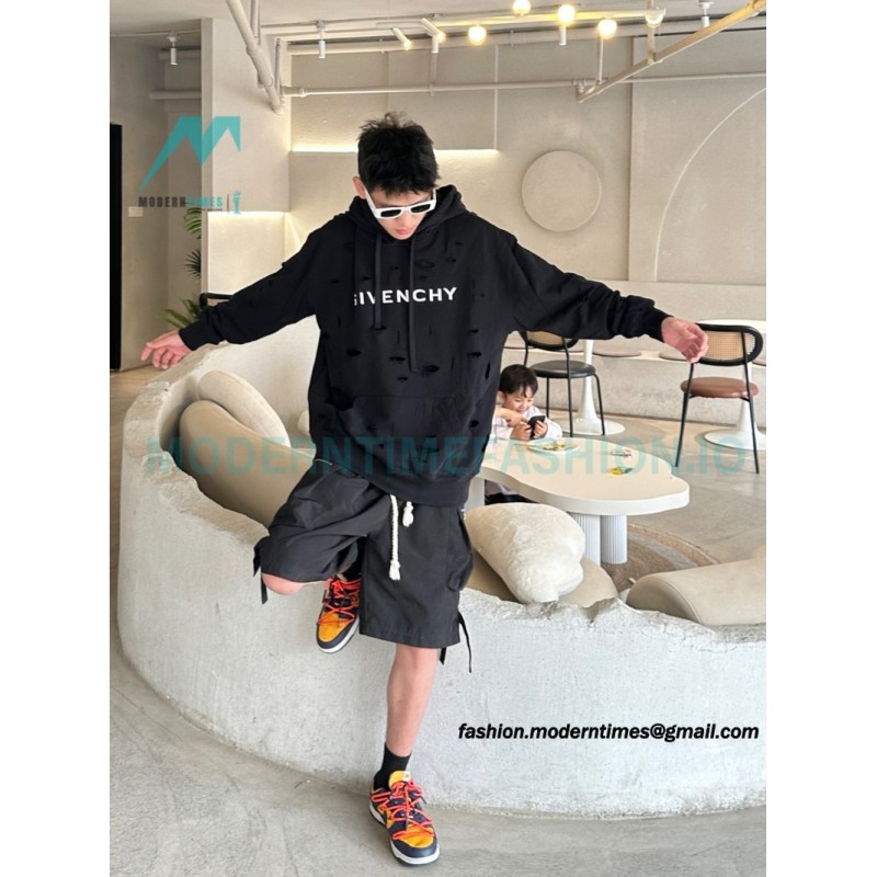 Givenchy - 23FW Double-layer Ripped Hoodie