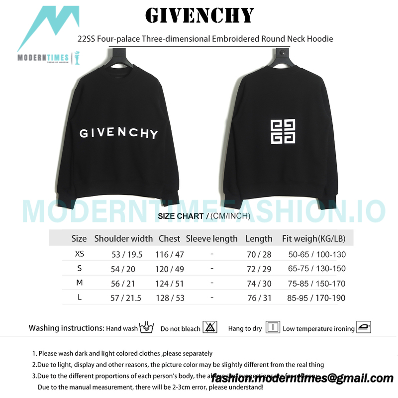 Givenchy - 22SS Four-palace Three-dimensional Embroidered Round Neck Hoodie