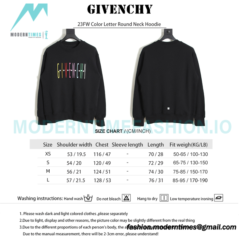 Givenchy - 23FW Color Letter Round Neck Hoodie
