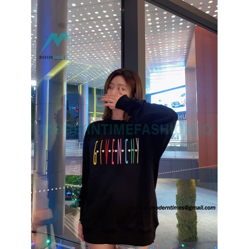 Givenchy - 23FW Color Letter Round Neck Hoodie