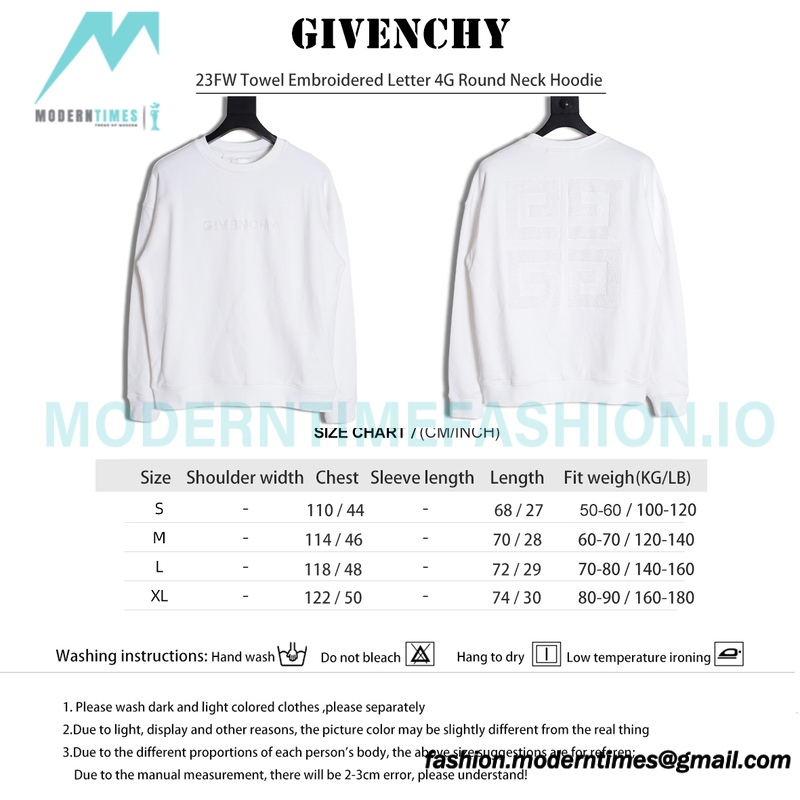 Givenchy - 23FW Towel Embroidered Letter 4G Round Neck Hoodie