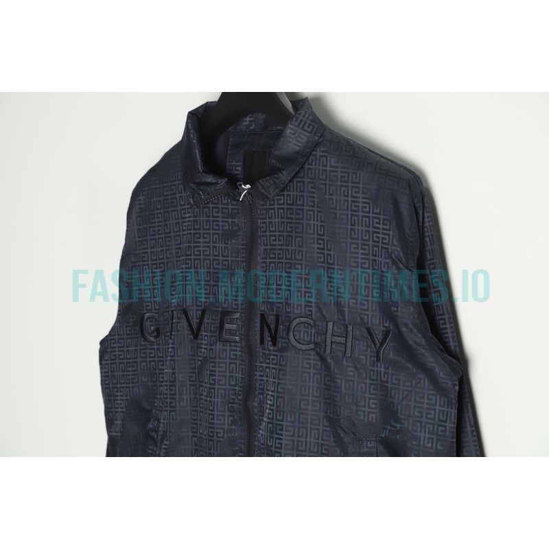 Givenchy - 22FW Embroidered Letter Stand-up Collar Trench Coat