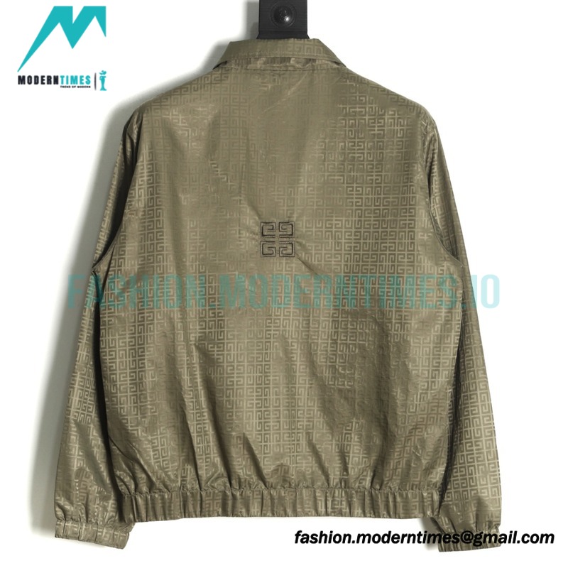 Givenchy - 22FW Embroidered Letter Stand-up Collar Trench Coat