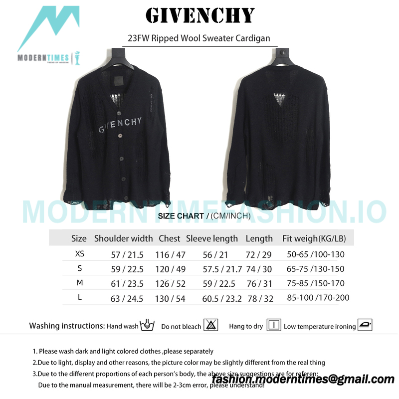 Givenchy - 23FW Ripped Wool Sweater Cardigan