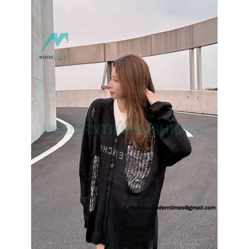 Givenchy - 23FW Ripped Wool Sweater Cardigan