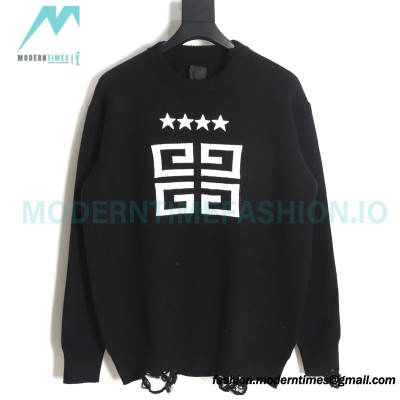 Givenchy - 23FW Four-star Letter Jacquard Crewneck Sweater
