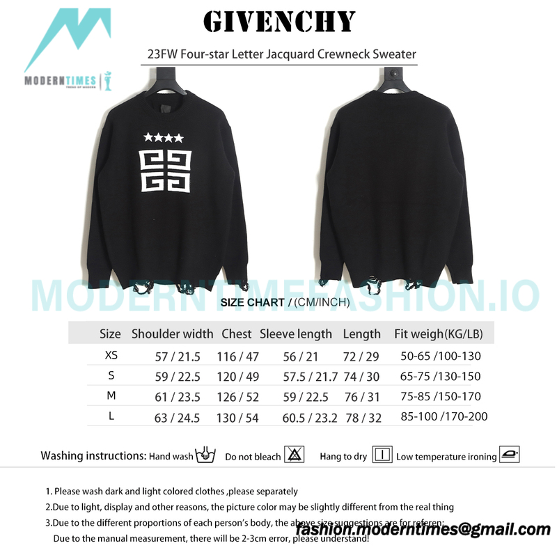 Givenchy - 23FW Four-star Letter Jacquard Crewneck Sweater