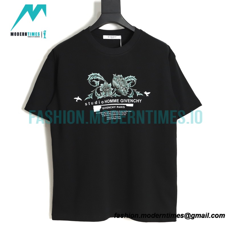 Givenchy - 23ss Floral Slogan Print Short Sleeve