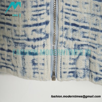 Givenchy - 22 New FF Jacquard Full Print Denim Short Sleeve Shirt