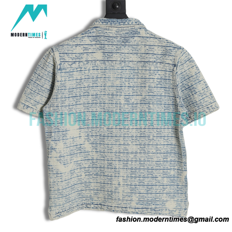 Givenchy - 22 New FF Jacquard Full Print Denim Short Sleeve Shirt