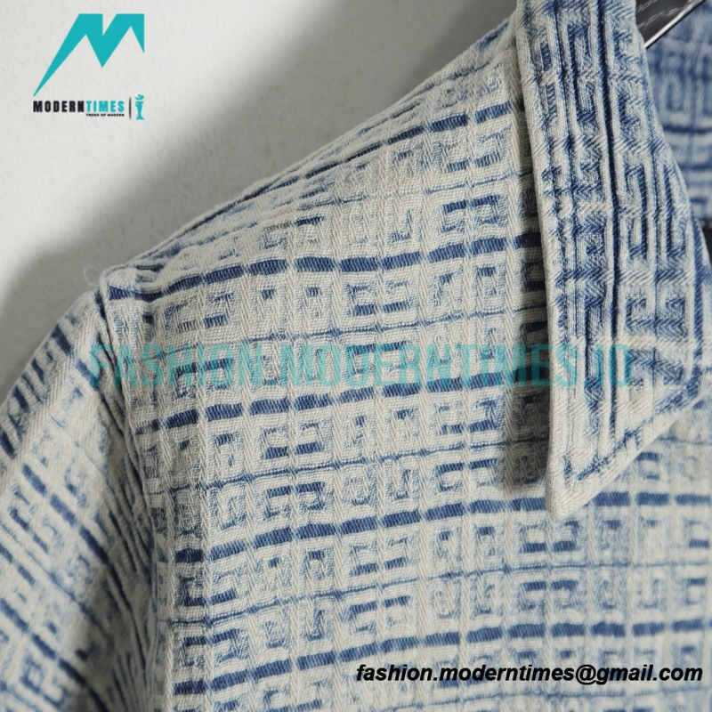 Givenchy - 22 New FF Jacquard Full Print Denim Short Sleeve Shirt