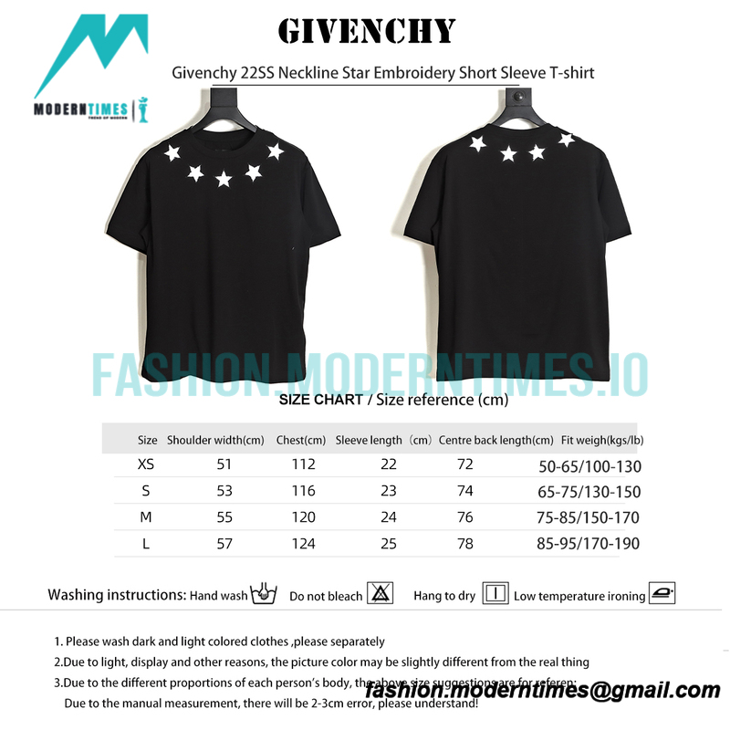 Givenchy - 22SS Neckline Star Embroidery Short Sleeve T-shirt